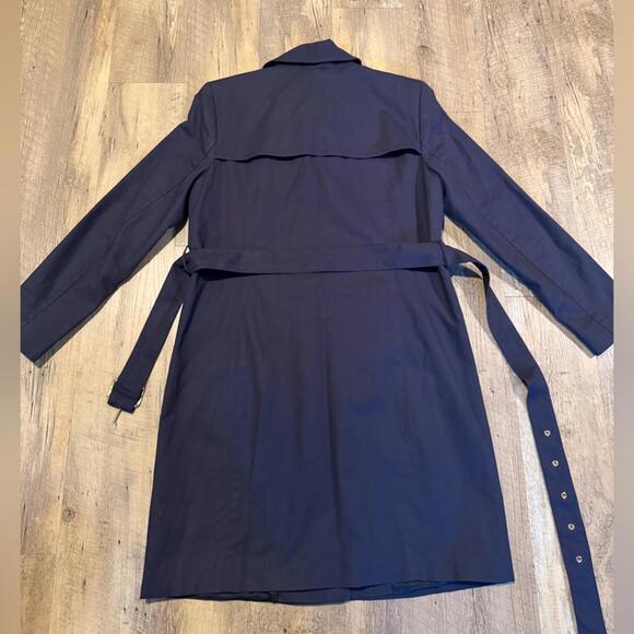 Michael Kors Navy Trench Coat With Gold Accents Large - Picture 5 of 5